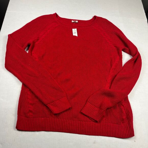 Talbots Cable Knit Tunic Sweater Red Classic Comfort Casual Pullover Size XL NWT - Picture 1 of 10